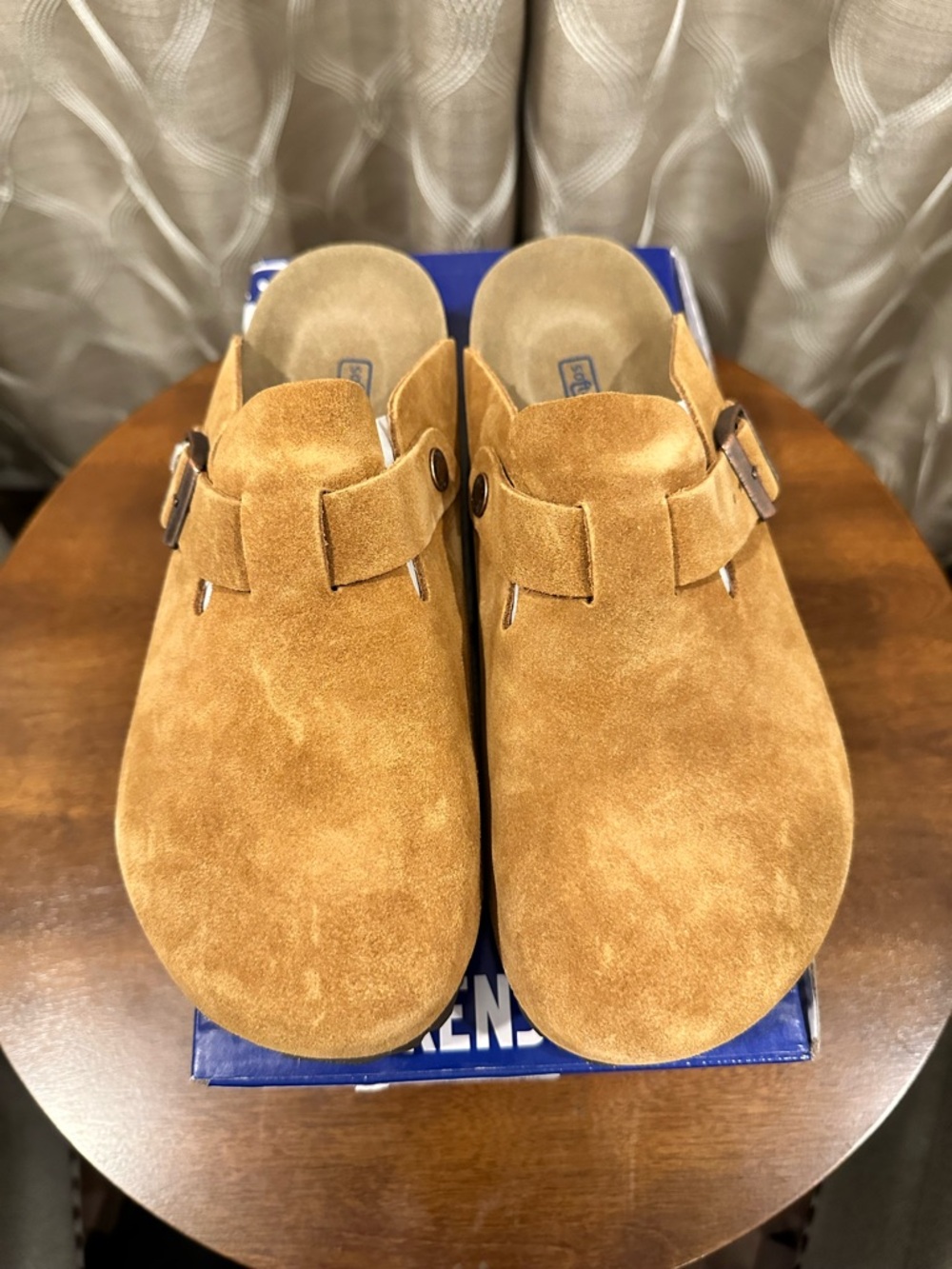 BIRKENSTOCK Boston Mink Tan Suede Leather Clogs